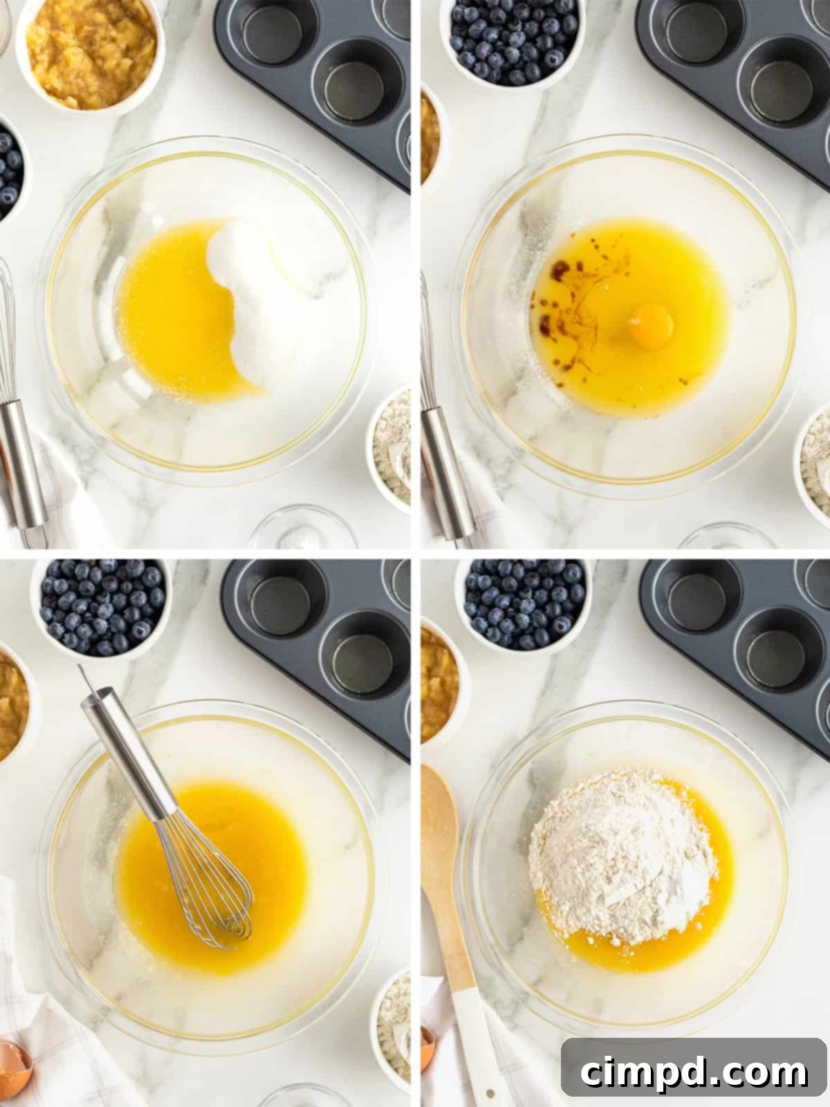 Banana Blueberry Muffins by The BakerMama