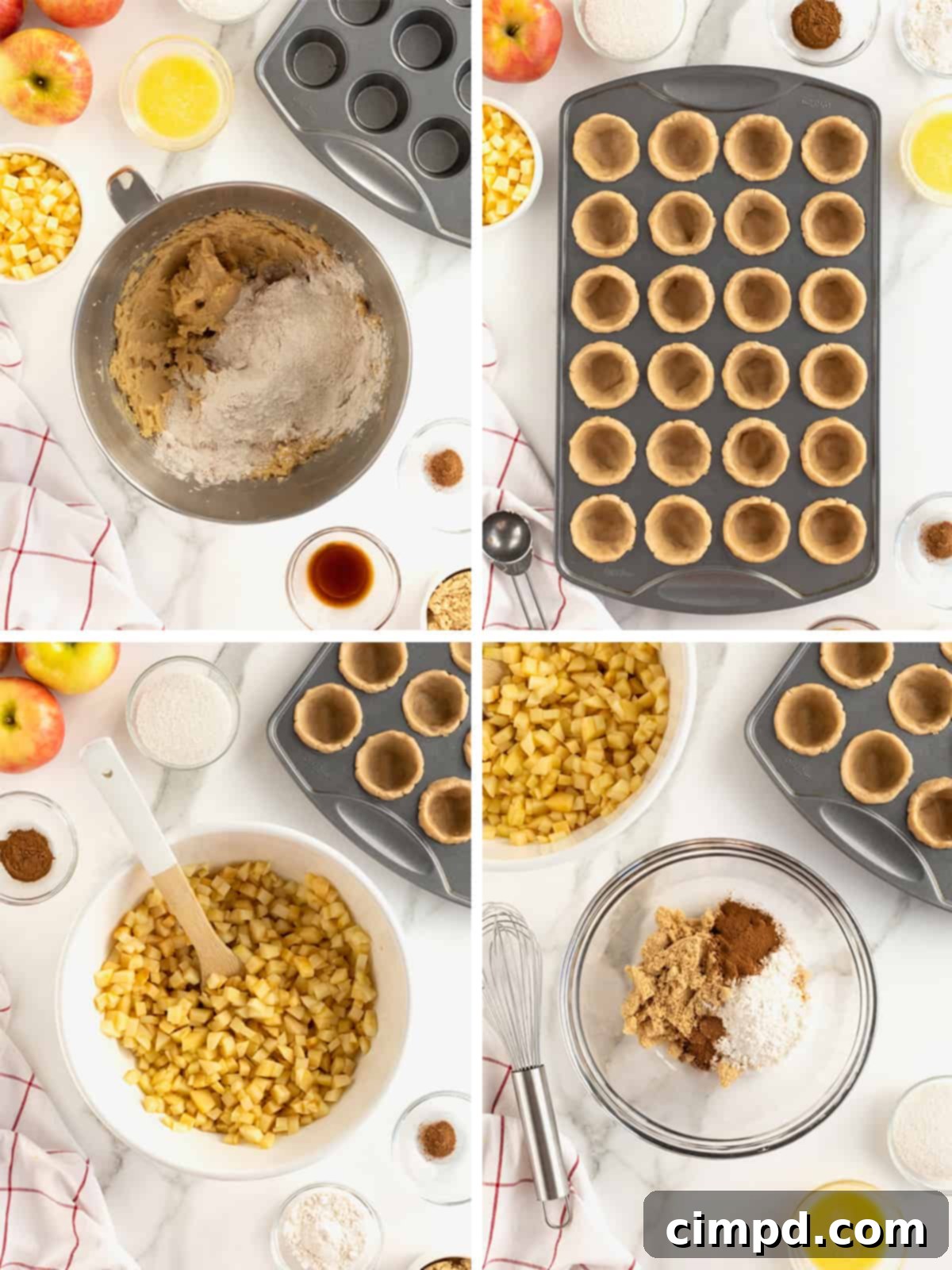 Steps to make apple pie bites.