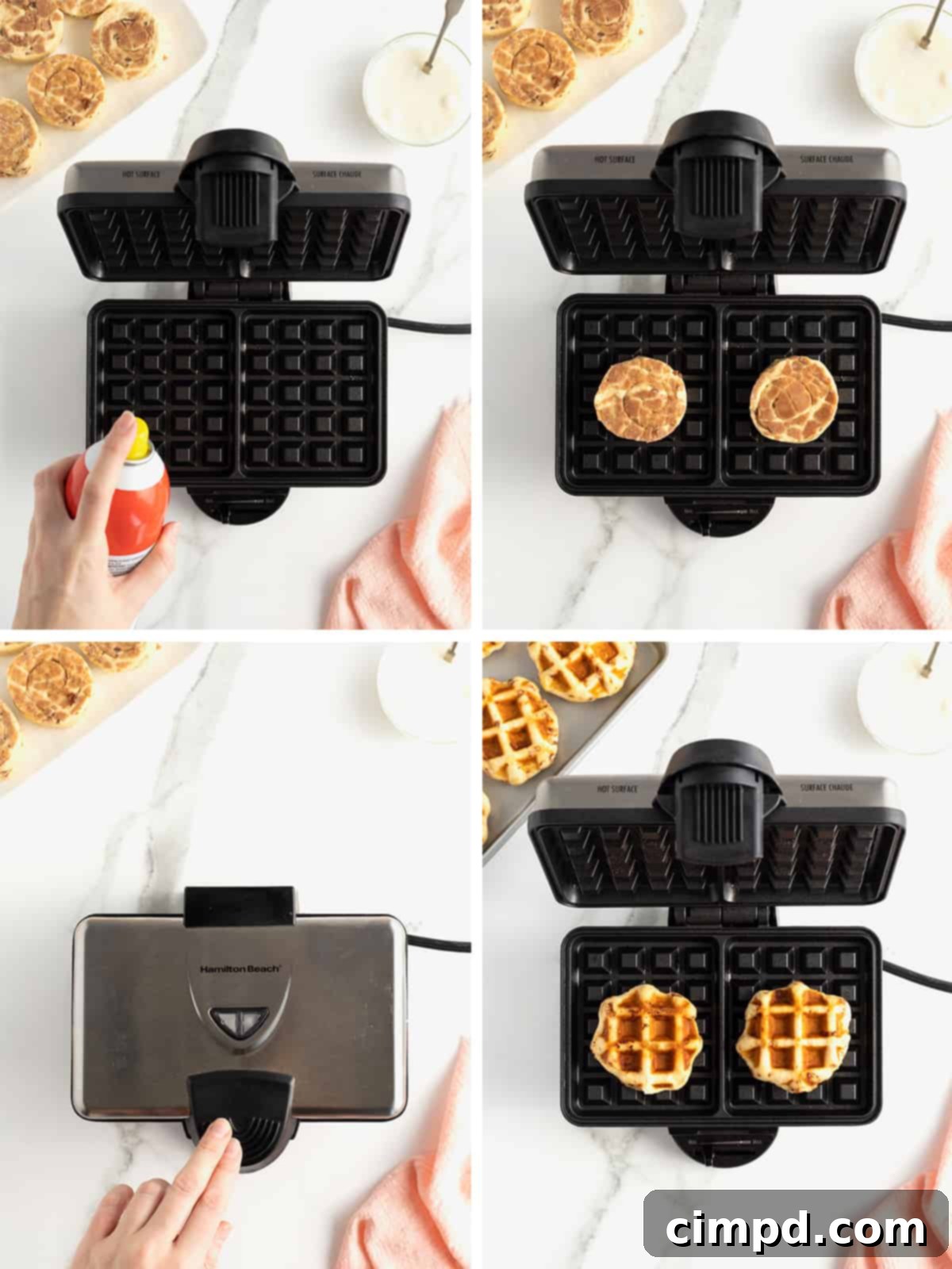 Step-by-step guide to making Cinnamon Roll Waffles in a waffle iron