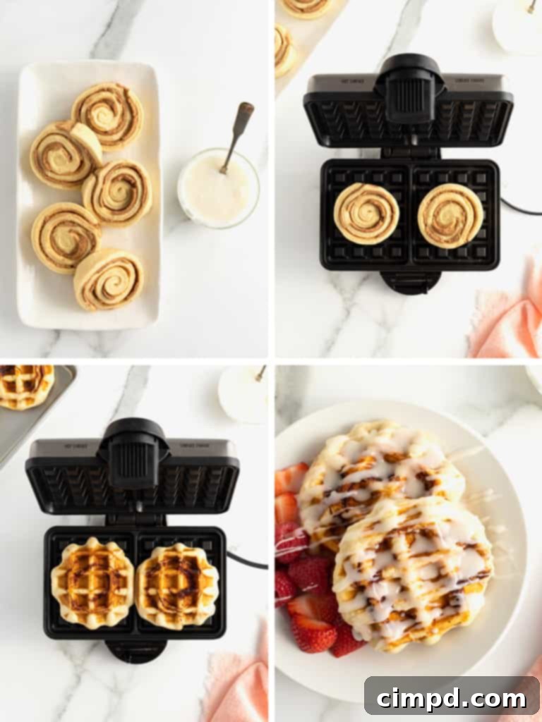How to make Jumbo Canned Cinnamon Roll Waffles