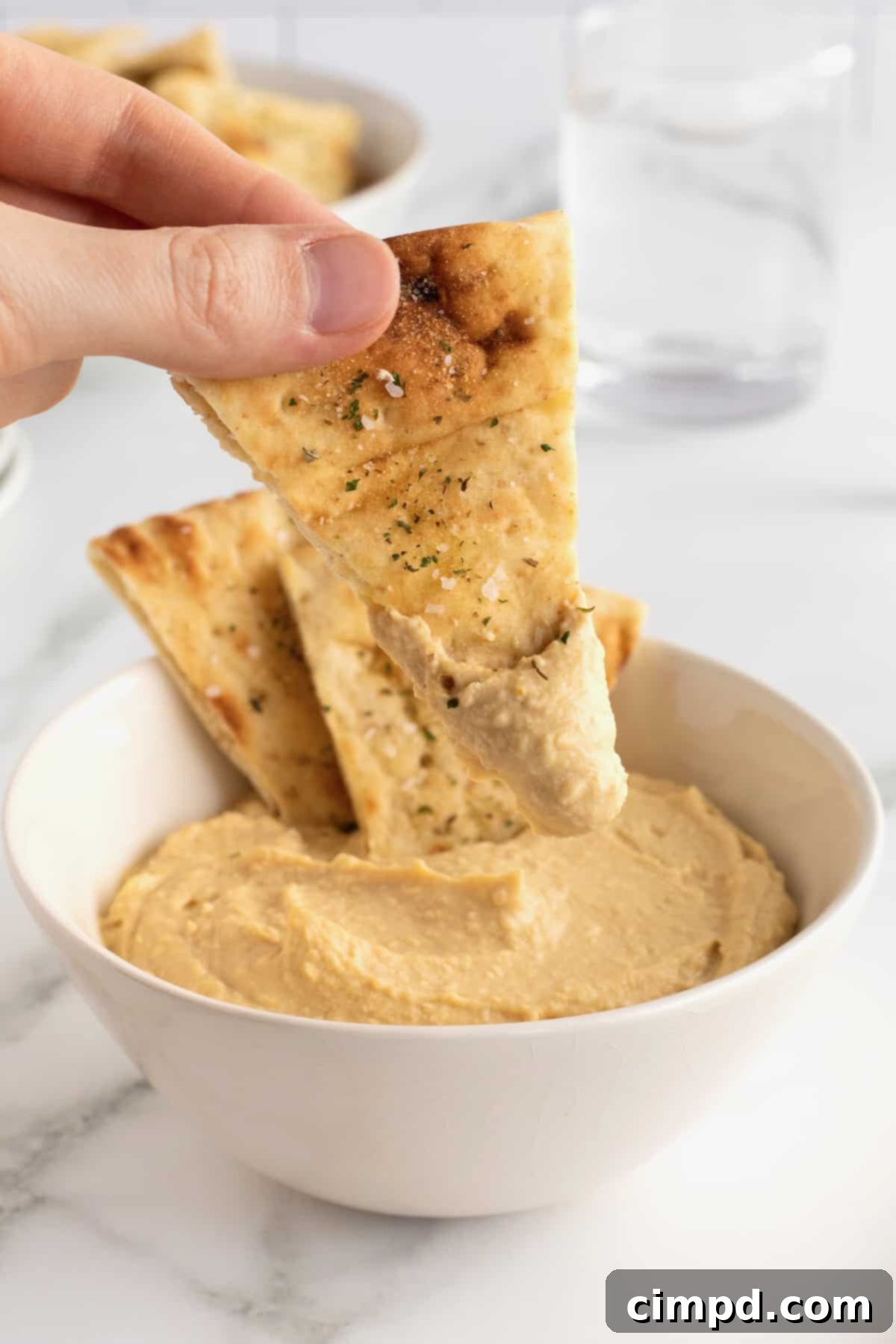 Baked Pita Chips in a bowl, ready to be served