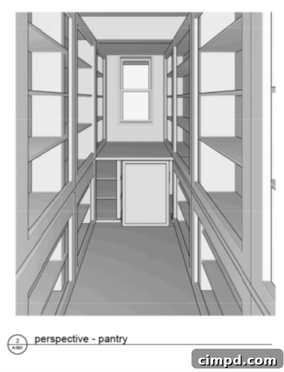 Step Inside Our Dream Pantry 5 Initial design sketch for a spacious walk-in pantry conversion
