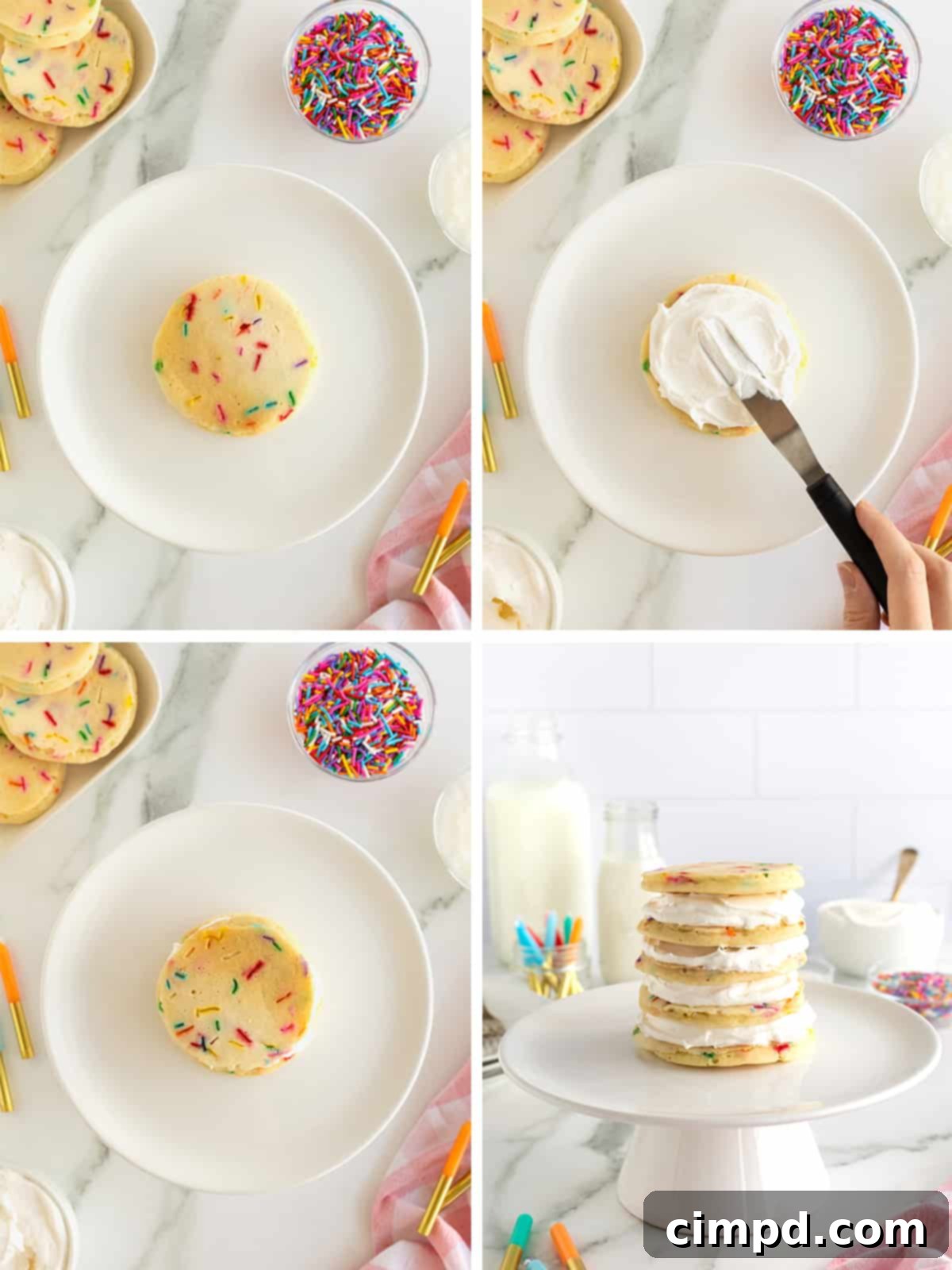 Celebration Pancake Stack 6 Steps to making a layer cake out of pancakes and whipped topping.