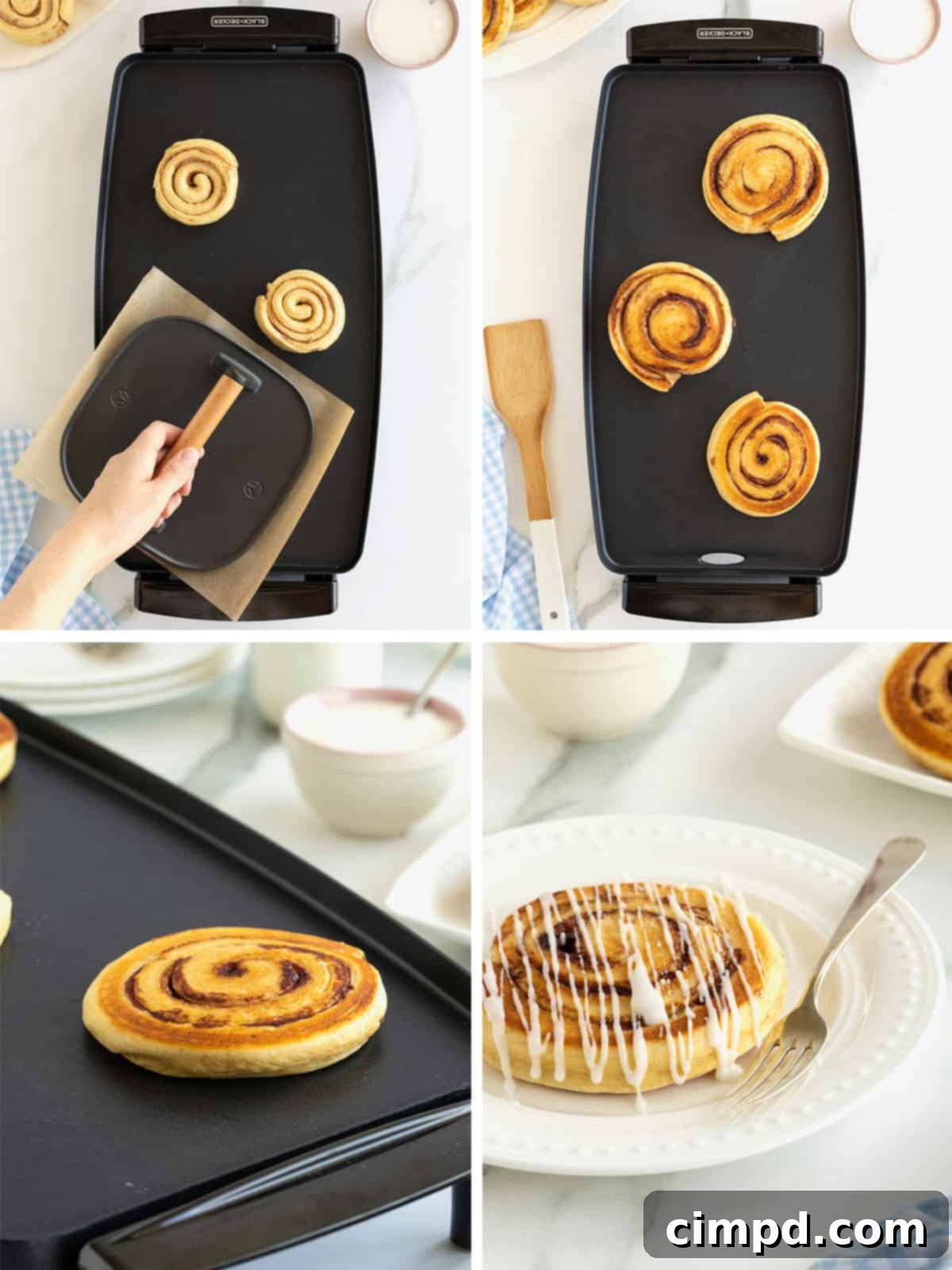 Cinnamon Swirl Pancakes 7 Steps to making pancakes out of store bought cinnamon rolls.