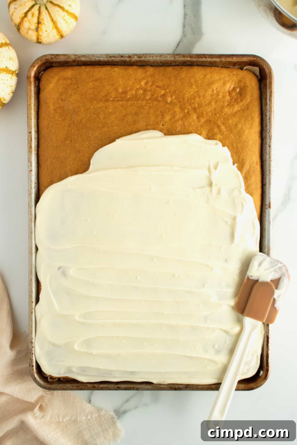 Spiced Pumpkin Slab Cake 9 How to Make Pumpkin Sheet Cake by The BakerMama