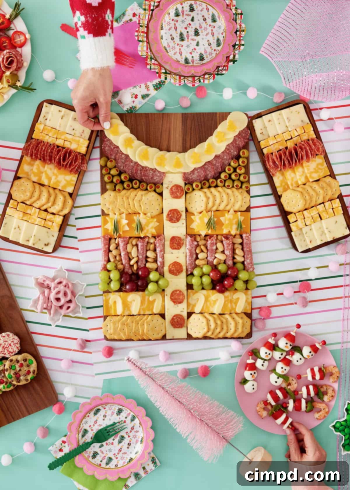 A holiday spread for an ugly holiday sweater party.