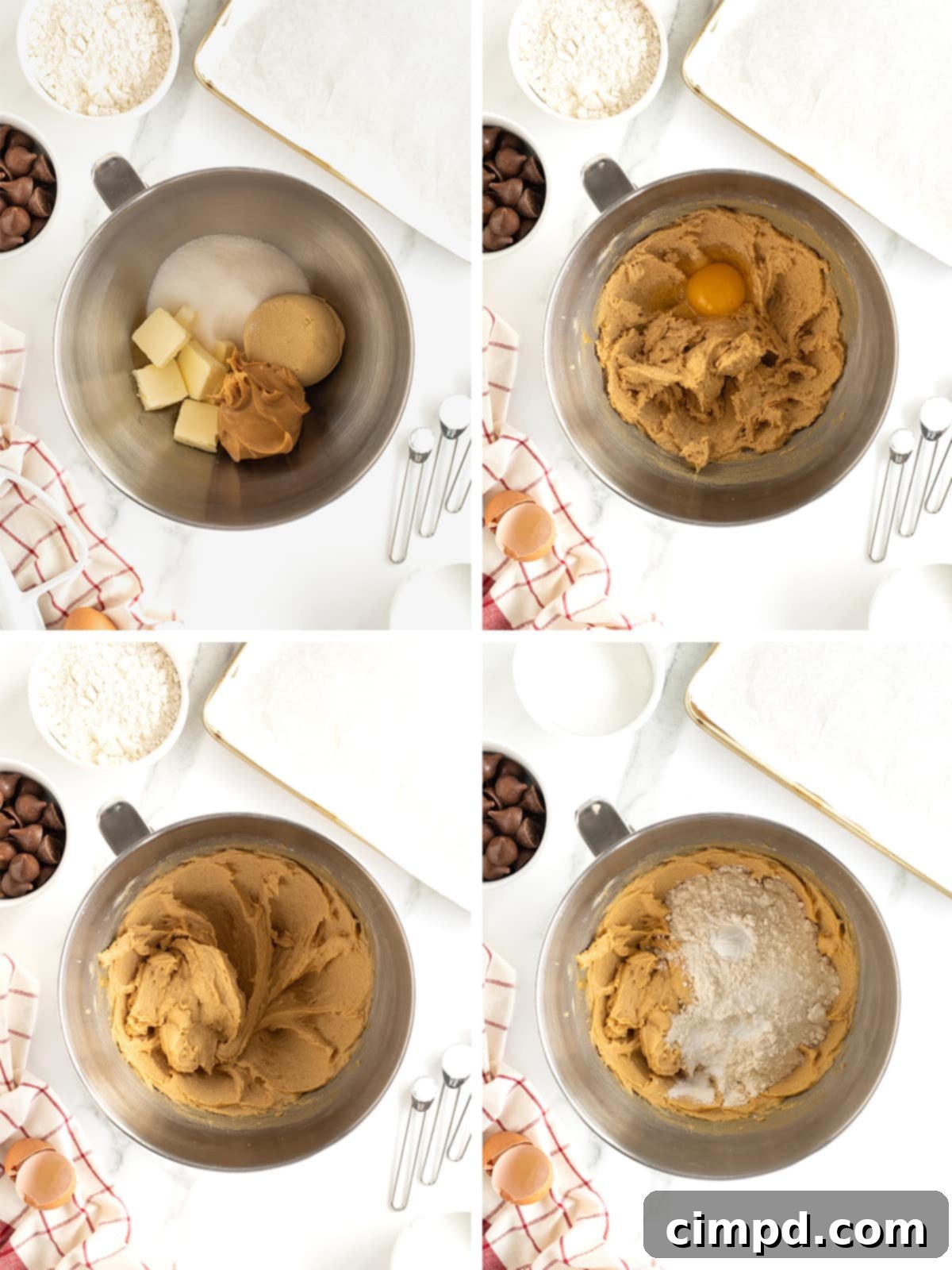 Steps to make peanut butter kiss cookies.