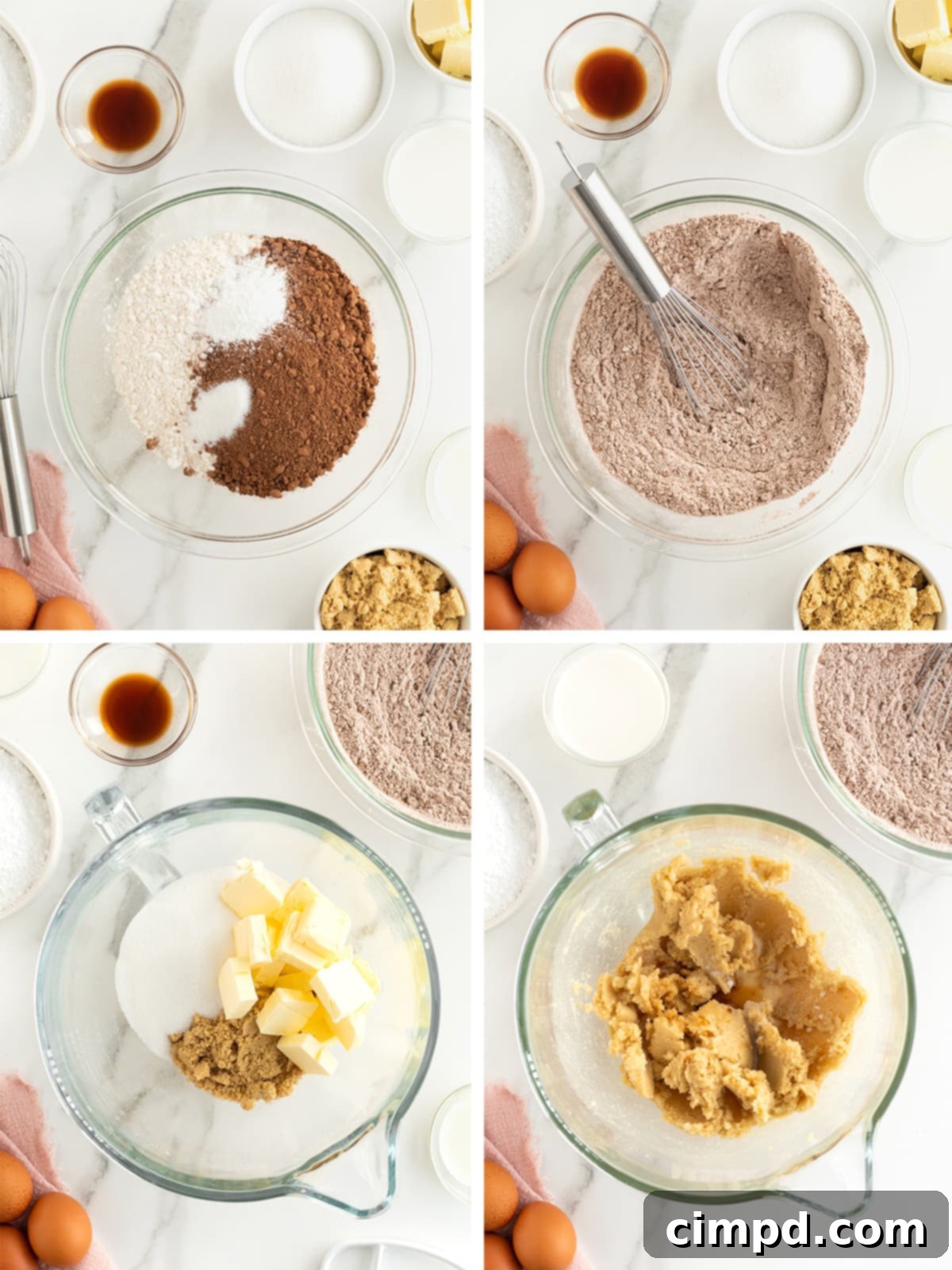 Steps to make chocolate sugar cookies.