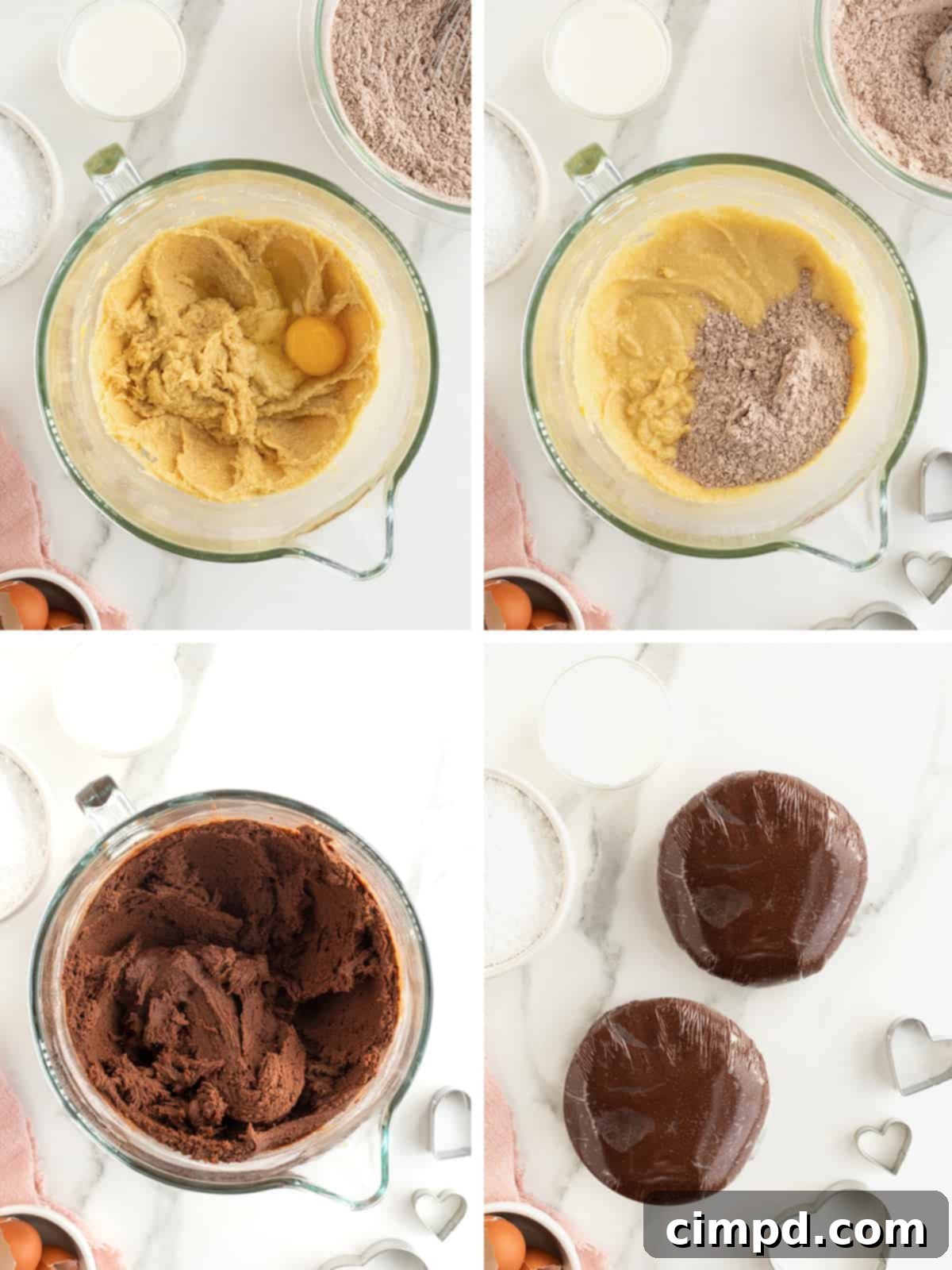 Steps to make chocolate sugar cookies.