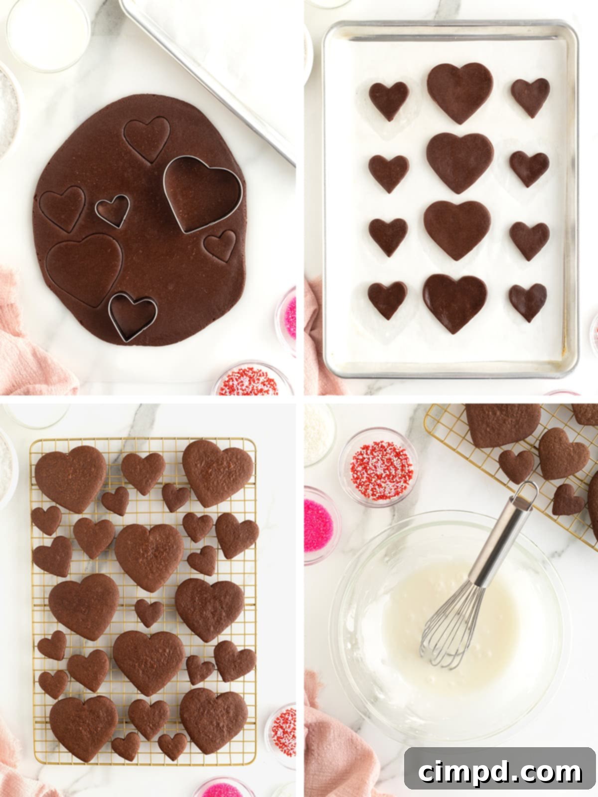 Steps to make Valentine's Chocolate Sugar Cookies.