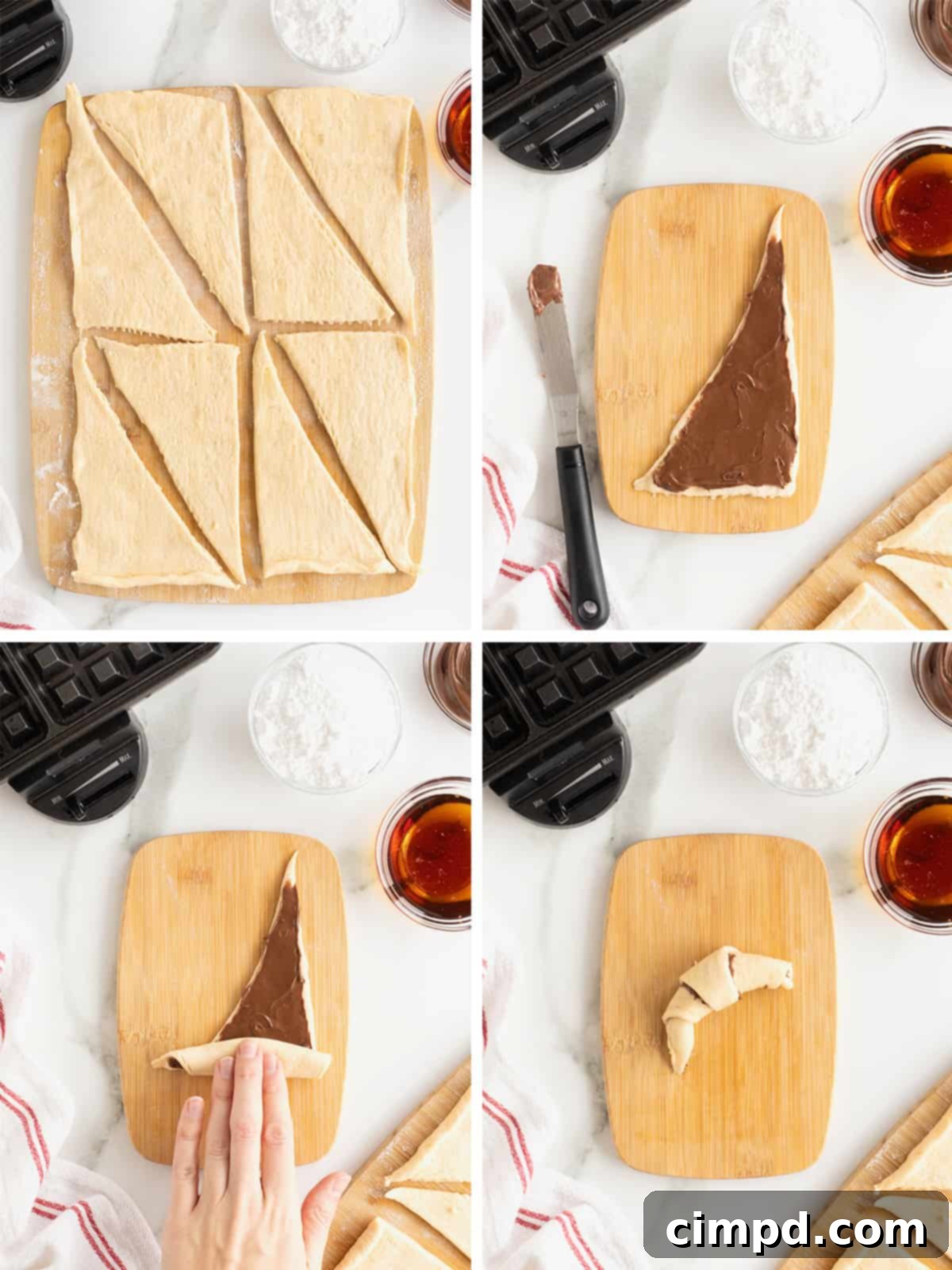 Steps to make Nutella Croffles.