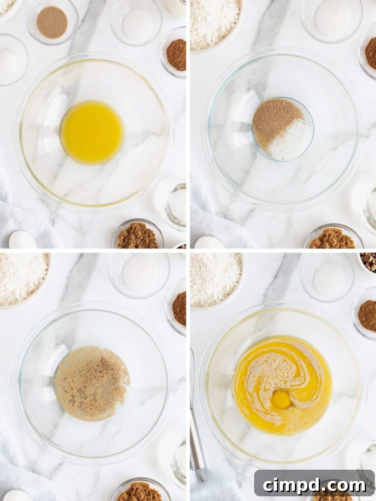 Steps to make sticky buns.