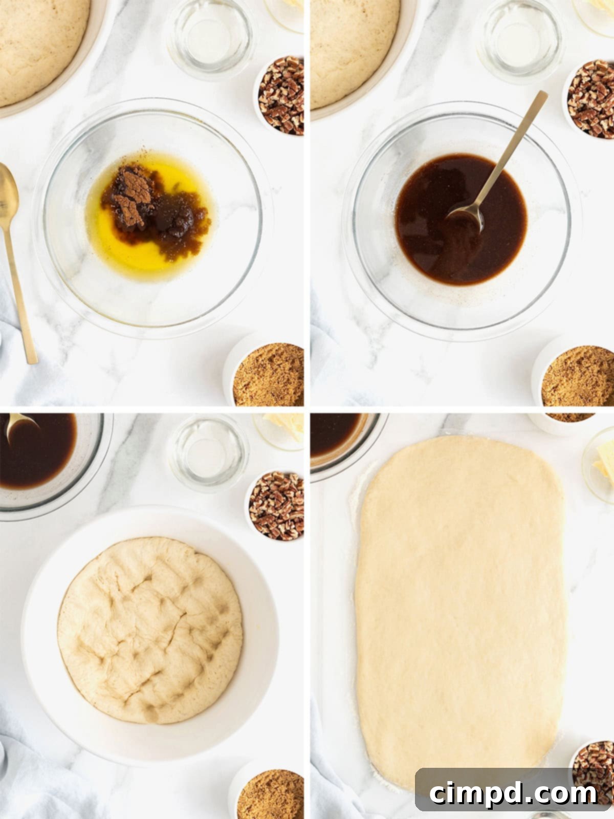 Steps to make sticky buns.