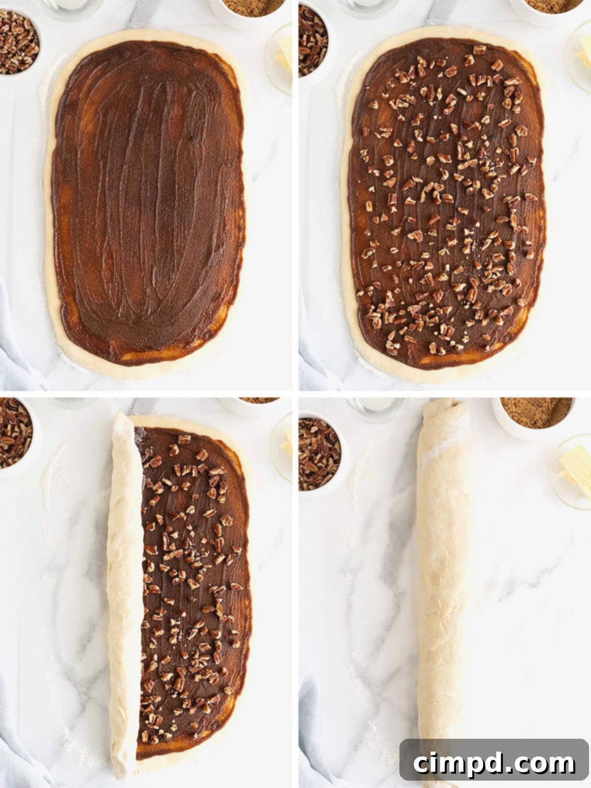 Steps to make sticky buns.