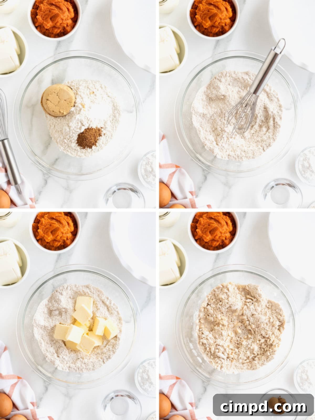 Steps to make pumpkin cream pie. 