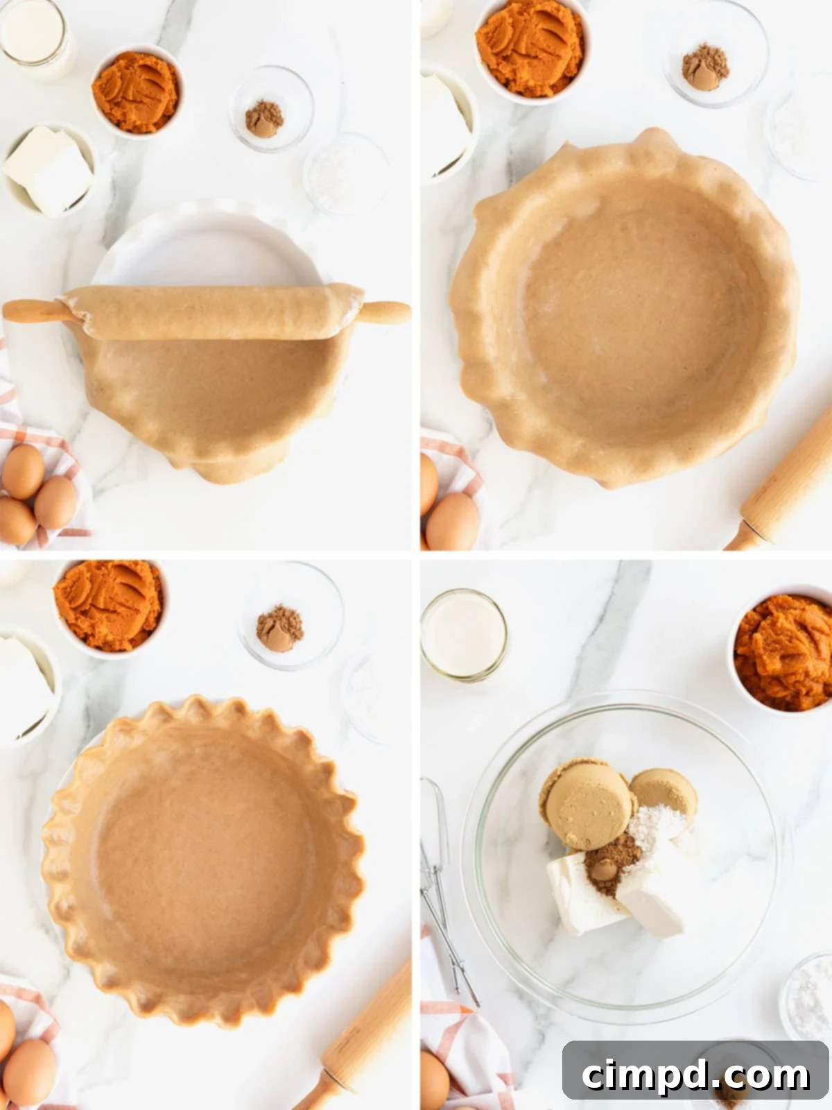 Steps to make pumpkin cream pie.