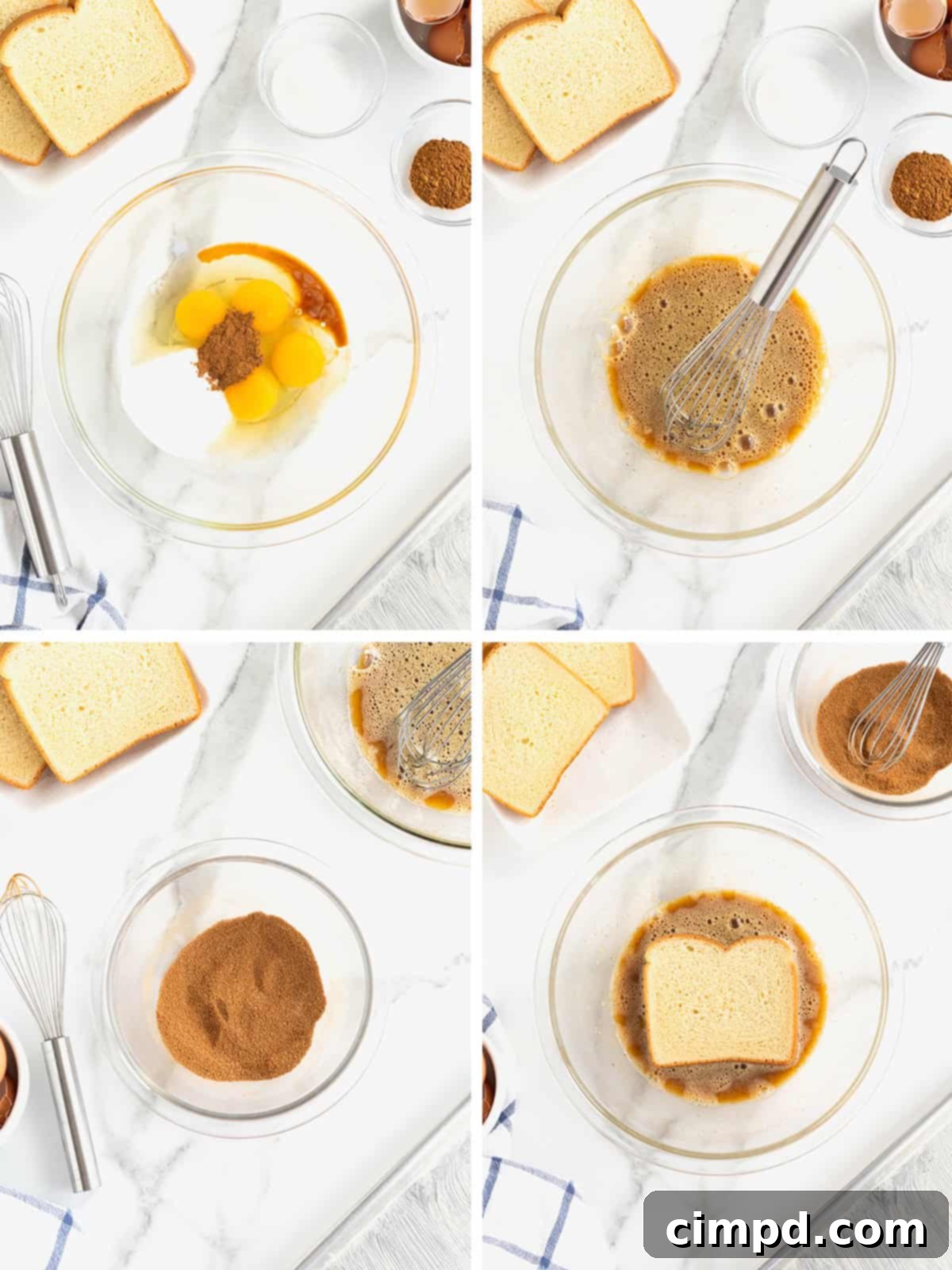 Steps to make Baked French Toast.