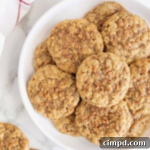 A square image of Brown Sugar Oatmeal Toffee Crunch Cookies.