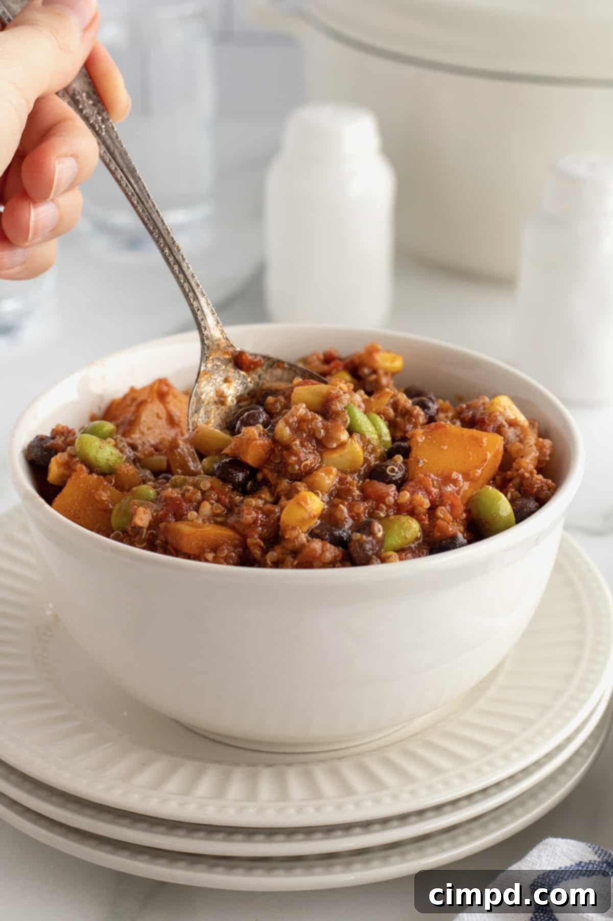 Hearty Turkey Quinoa Chili recipe by The BakerMama