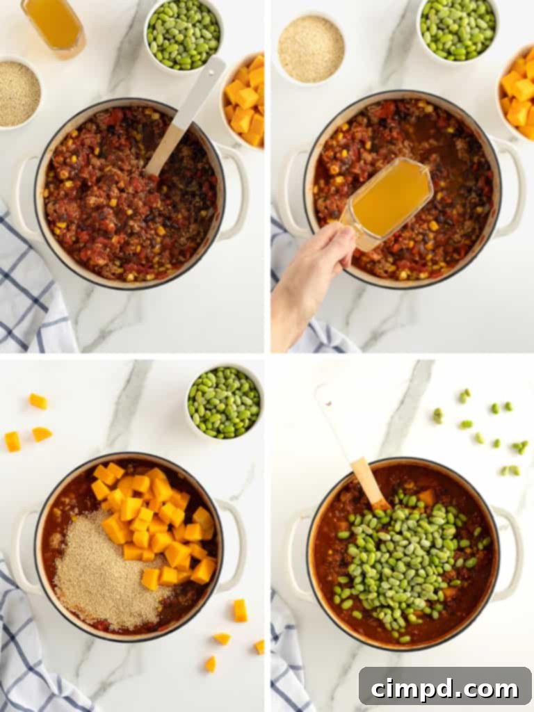 Butternut Squash and Edamame in Chili