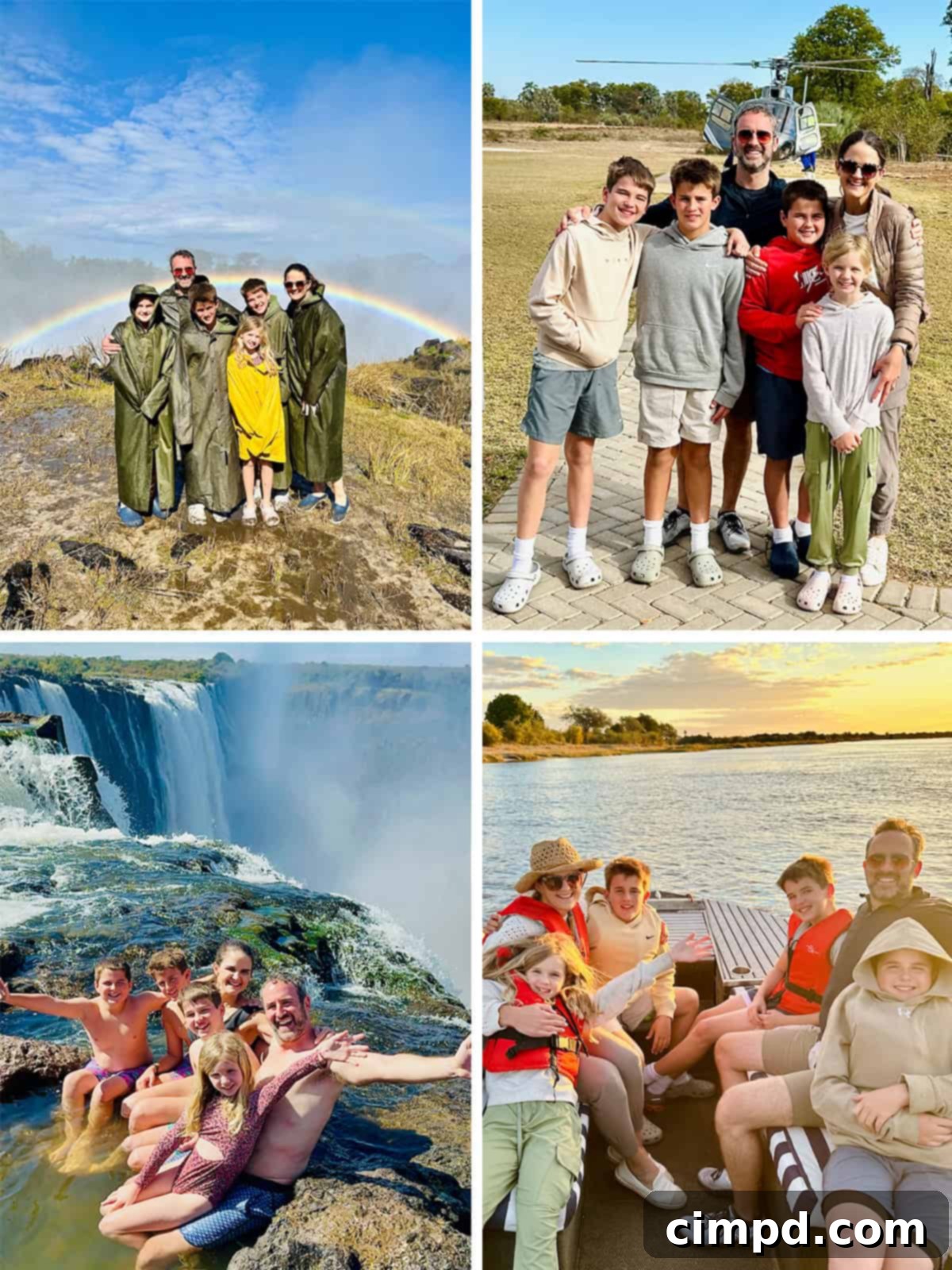 Exploring the Wonders of South Africa and Zambia 12 Zambia collage featuring Victoria Falls, Angel's Pool, and Zambezi River experiences.
