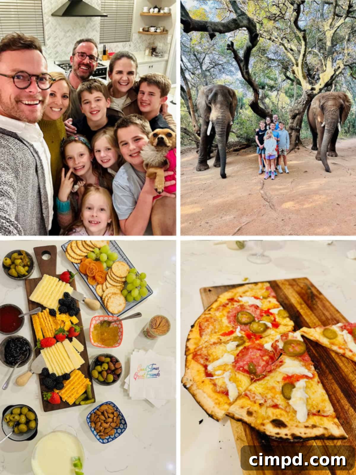 Exploring the Wonders of South Africa and Zambia 8 Collage of Johannesburg visit, including elephants and family friends.