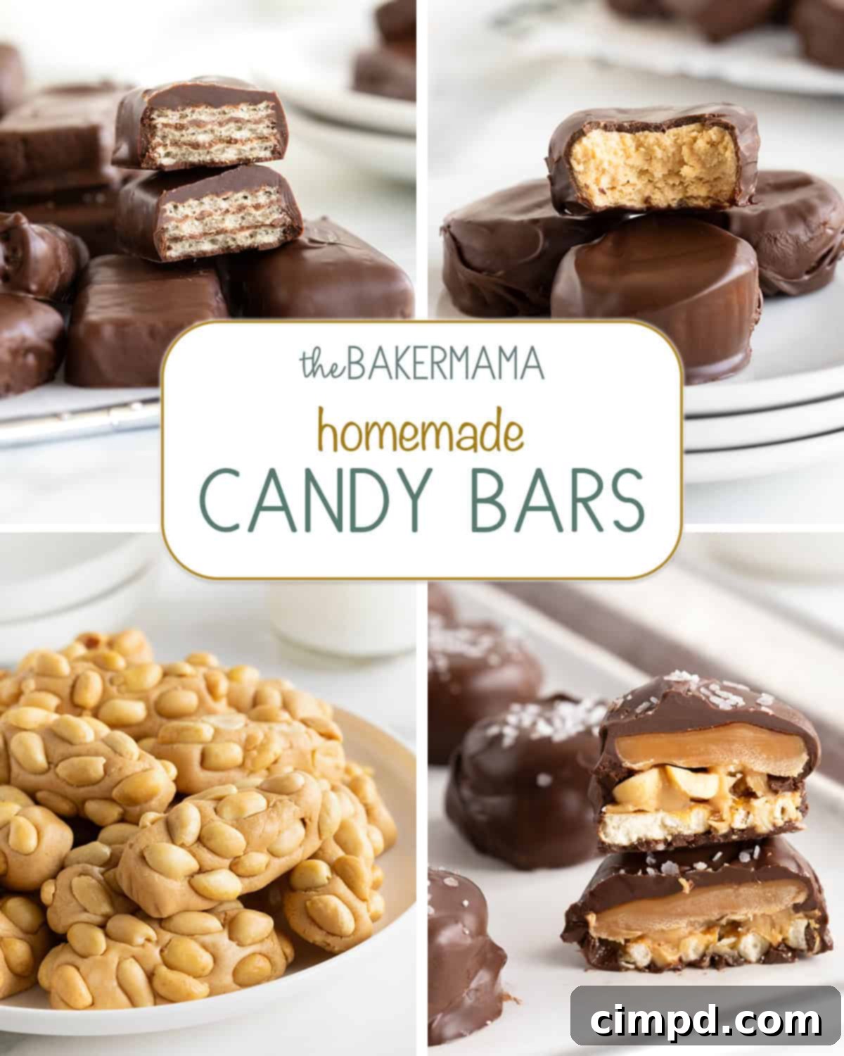 A vibrant collection of homemade candy bar bites, including KitKat, peanut butter cups, PayDay, and Take 5 variations, artfully arranged to showcase their irresistible appeal.