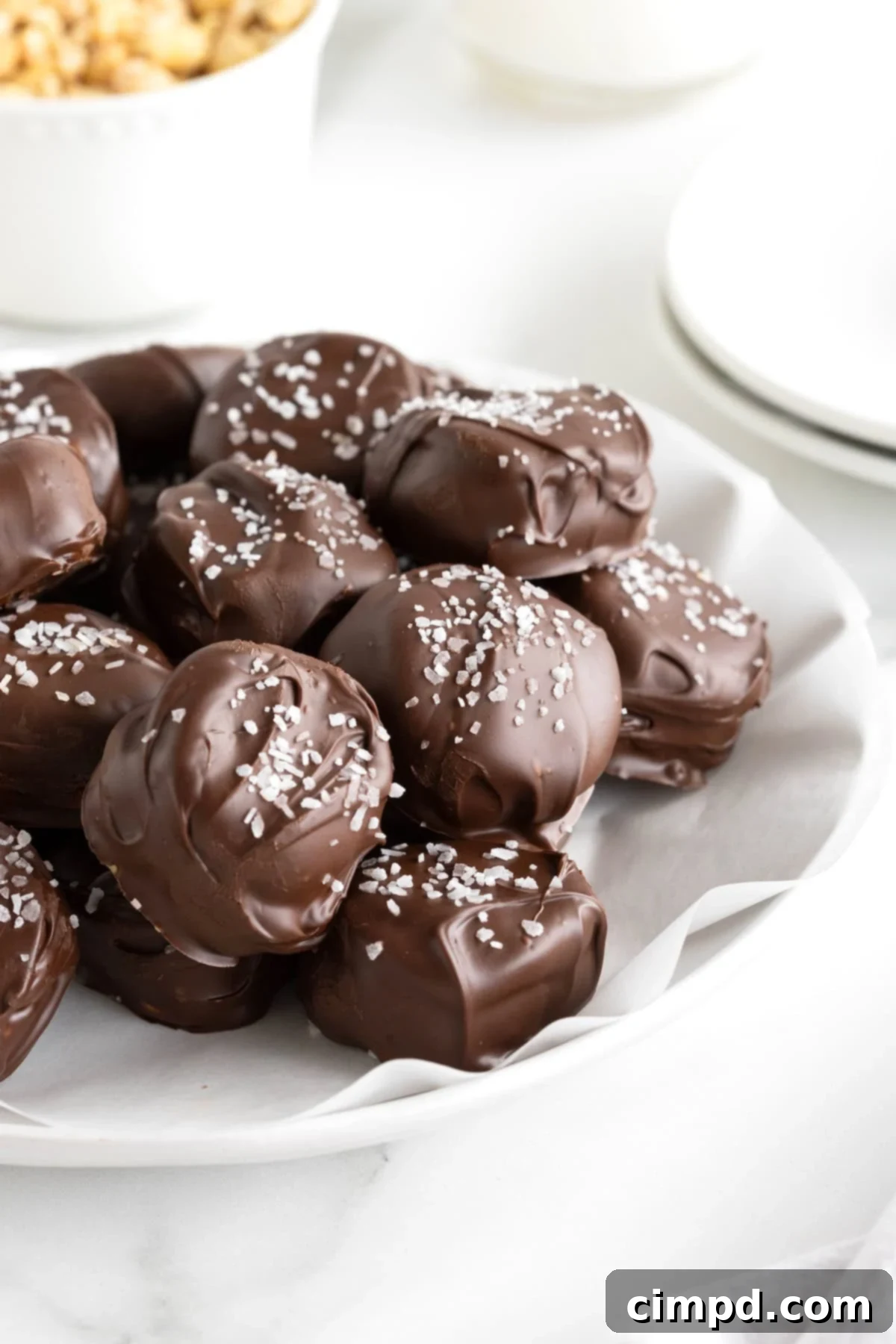 A large white serving plate filled with Take 5 minis.