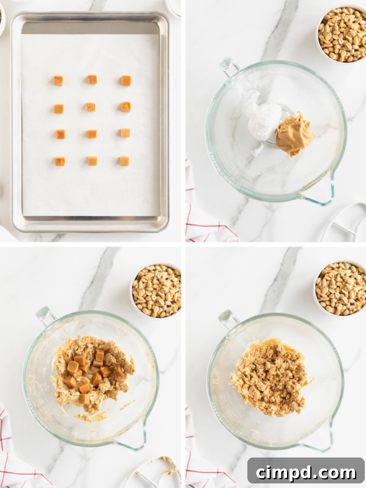 PayDay Treat Squares 6 Steps to make PayDay candy bar bites.