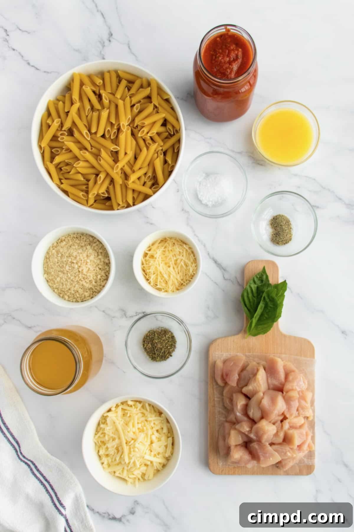 Ingredients to make Chicken Parmesan Casserole.