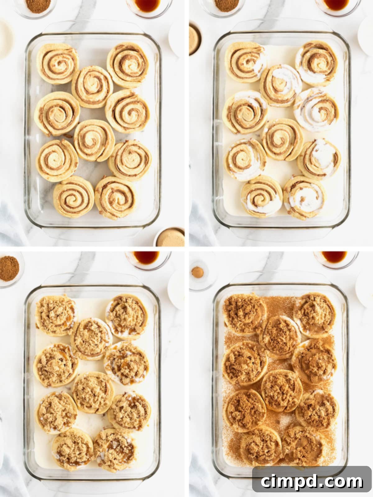 Steps to make the canned cinnamon roll hack with heavy cream.