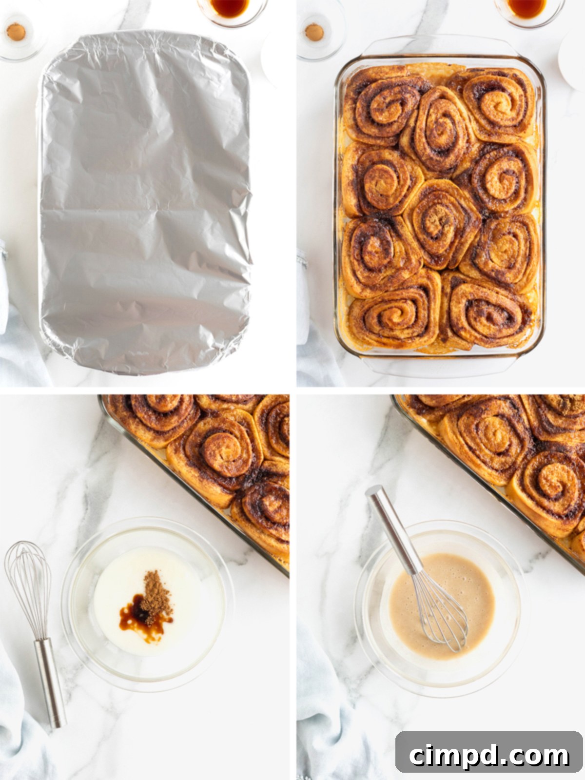 Steps to make the canned cinnamon roll hack. 