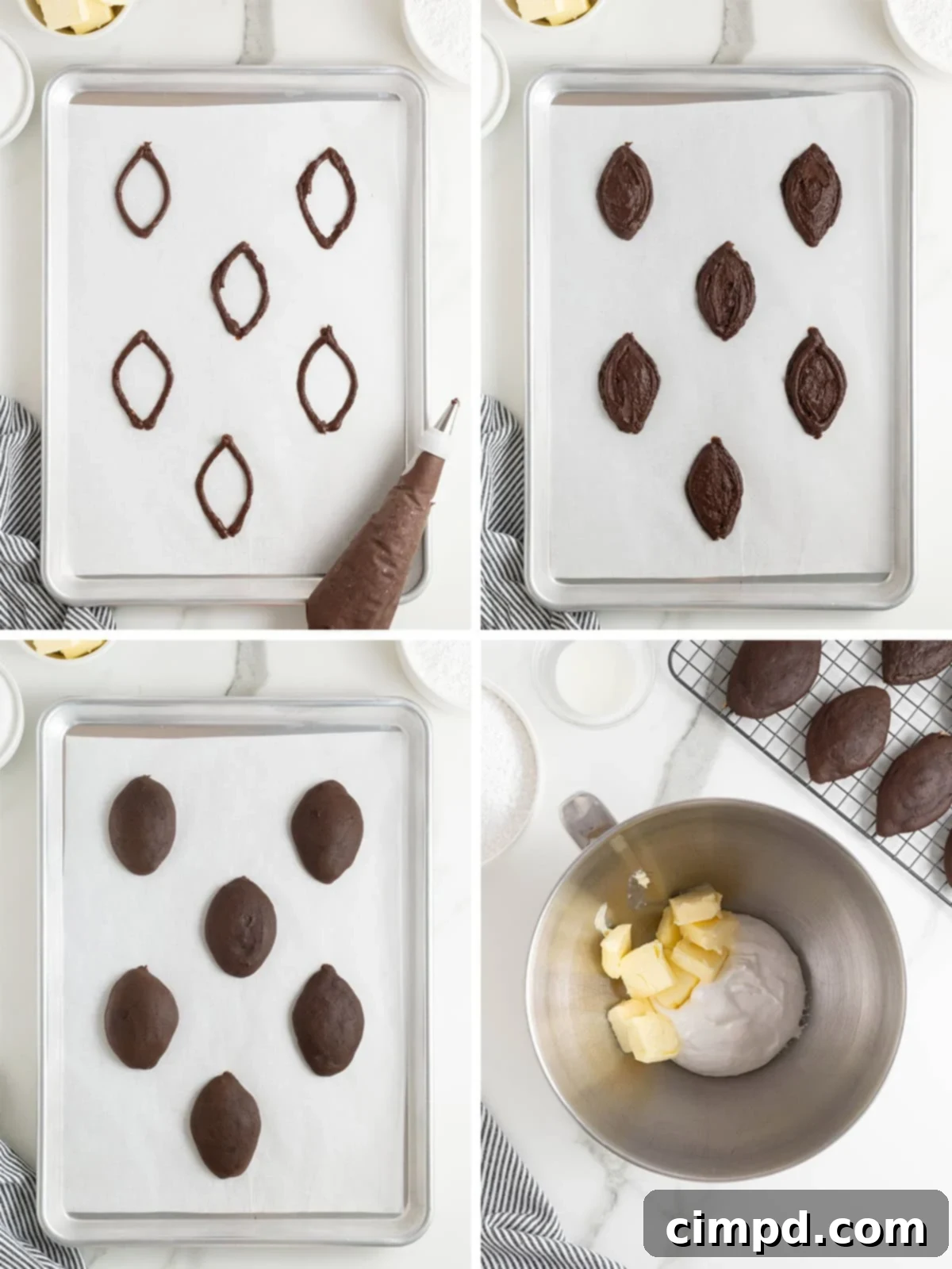 Steps to make football whoopie pies.