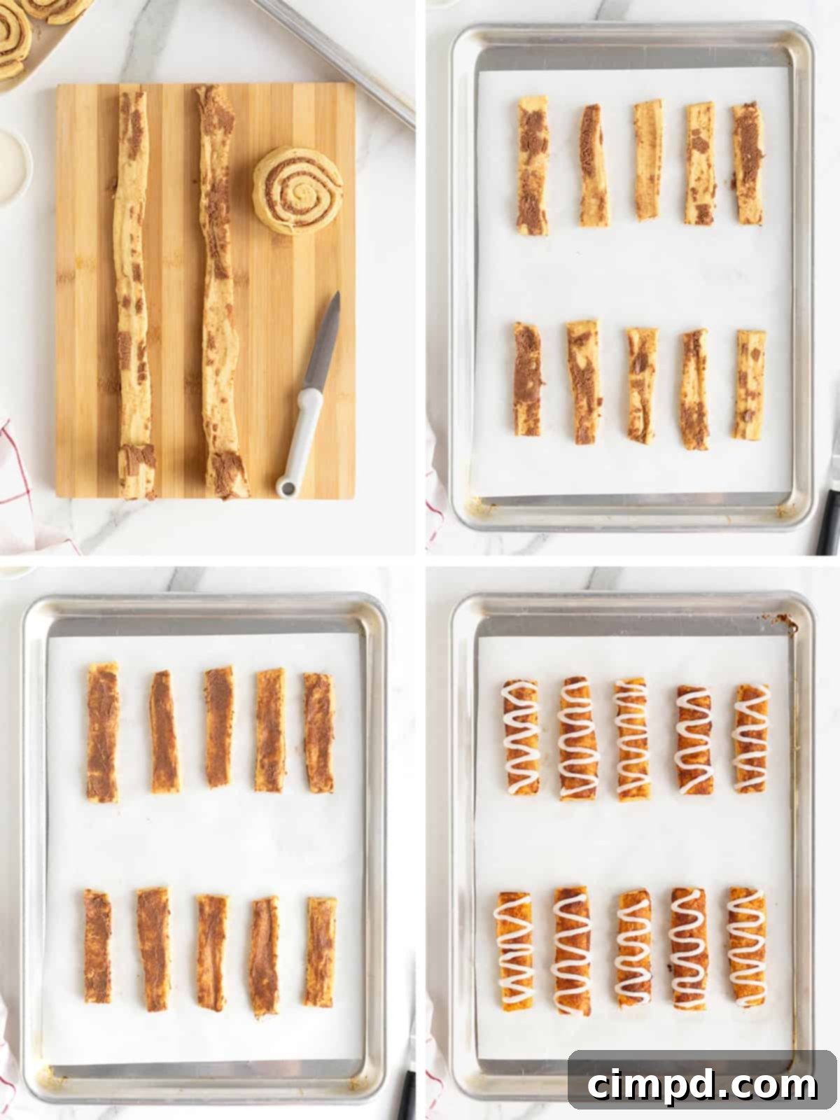 Gooey Cinnamon Fries 6 Steps to make cinnamon Roll Sticks.