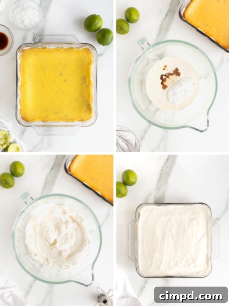 Steps to make key lime pie bars.