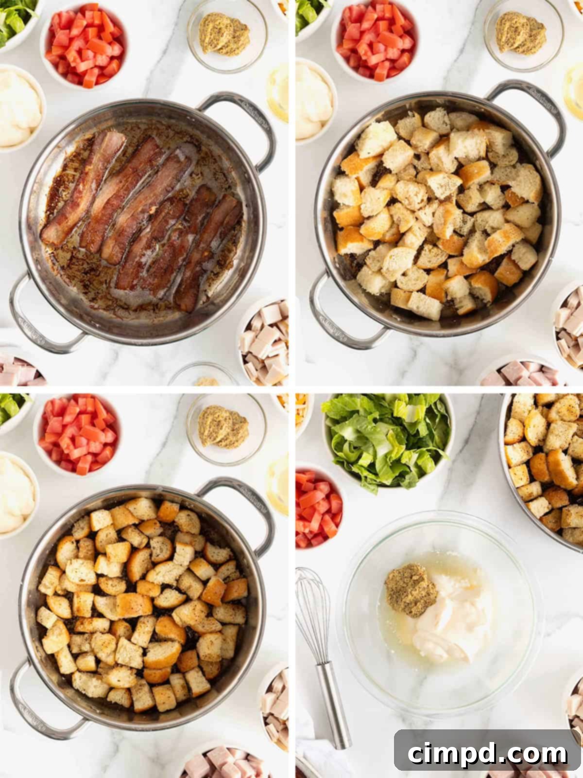 Club Salad Parfait 7 Steps to make layered club salad.