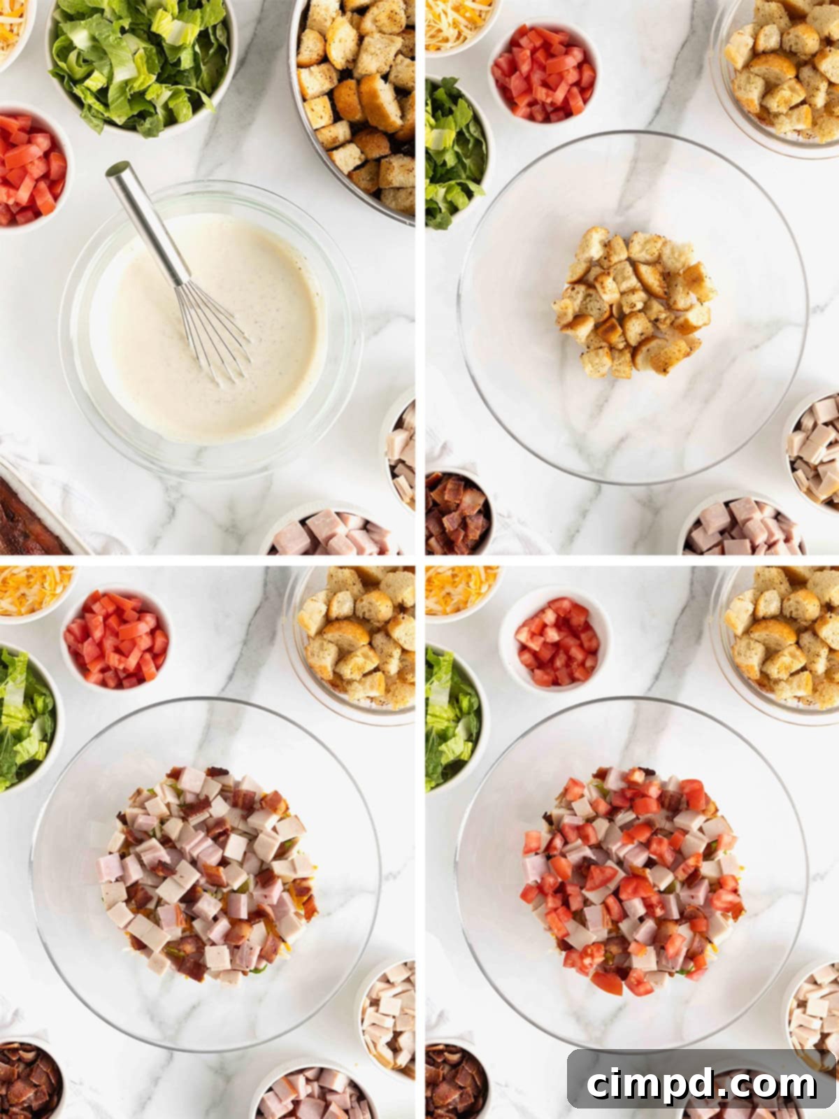 Club Salad Parfait 8 Steps t make layered club salad.