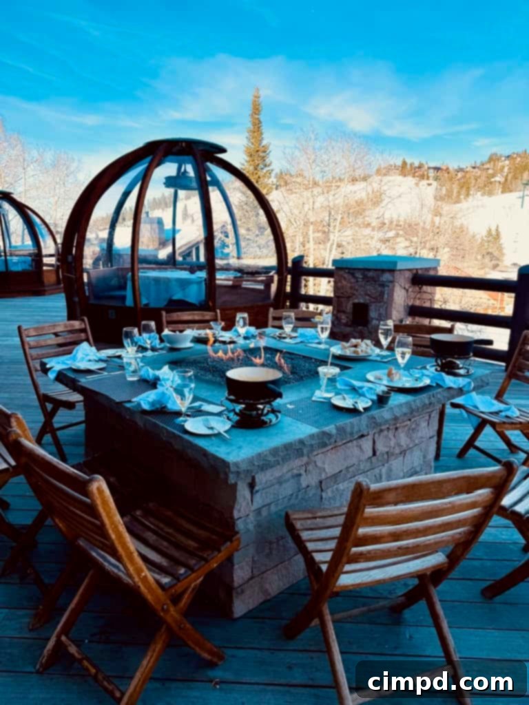 Friends enjoying a cozy après-ski moment at Stein Eriksen Lodge.
