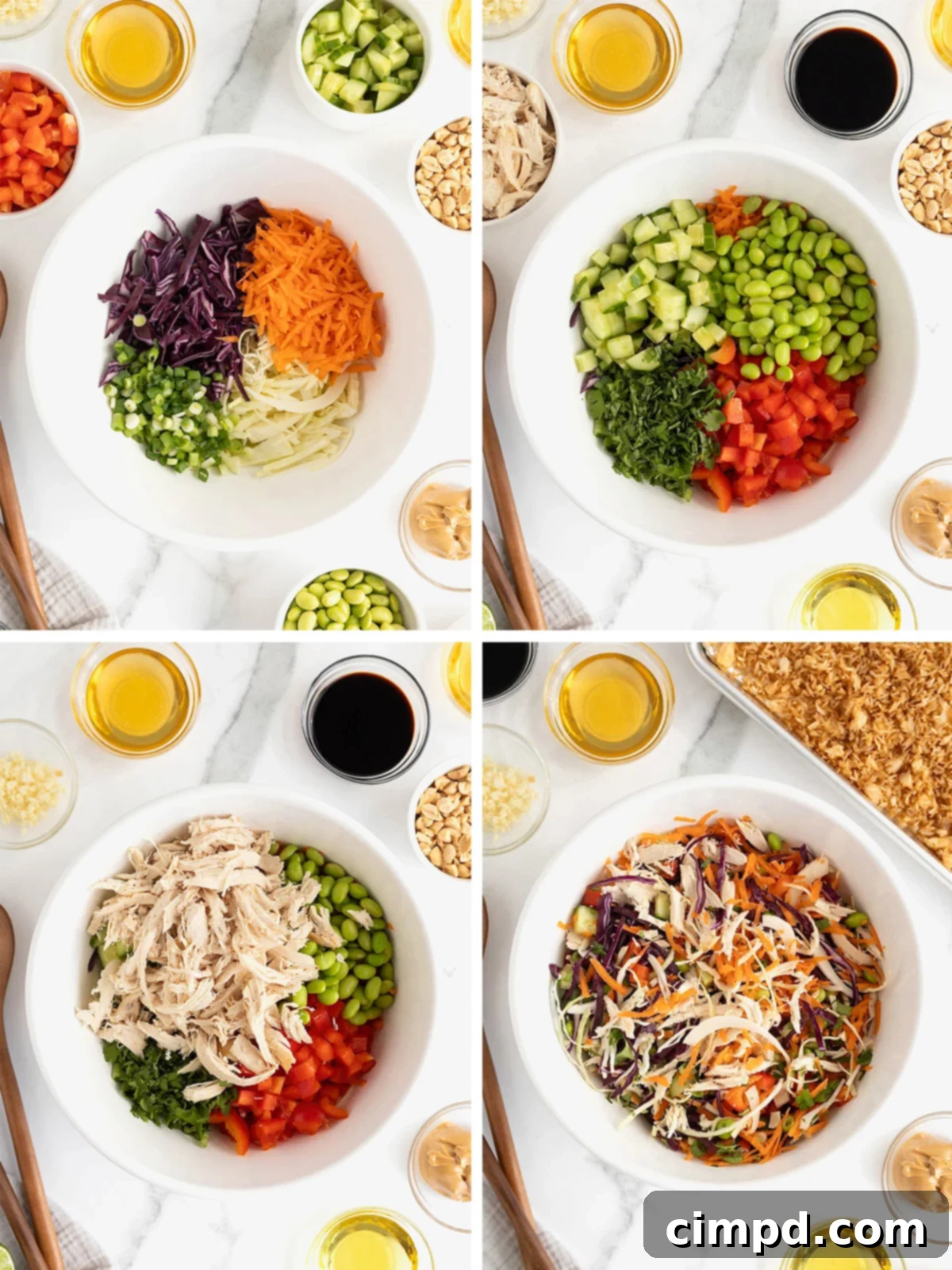 Steps to make Crispy Rice Chicken Salad.