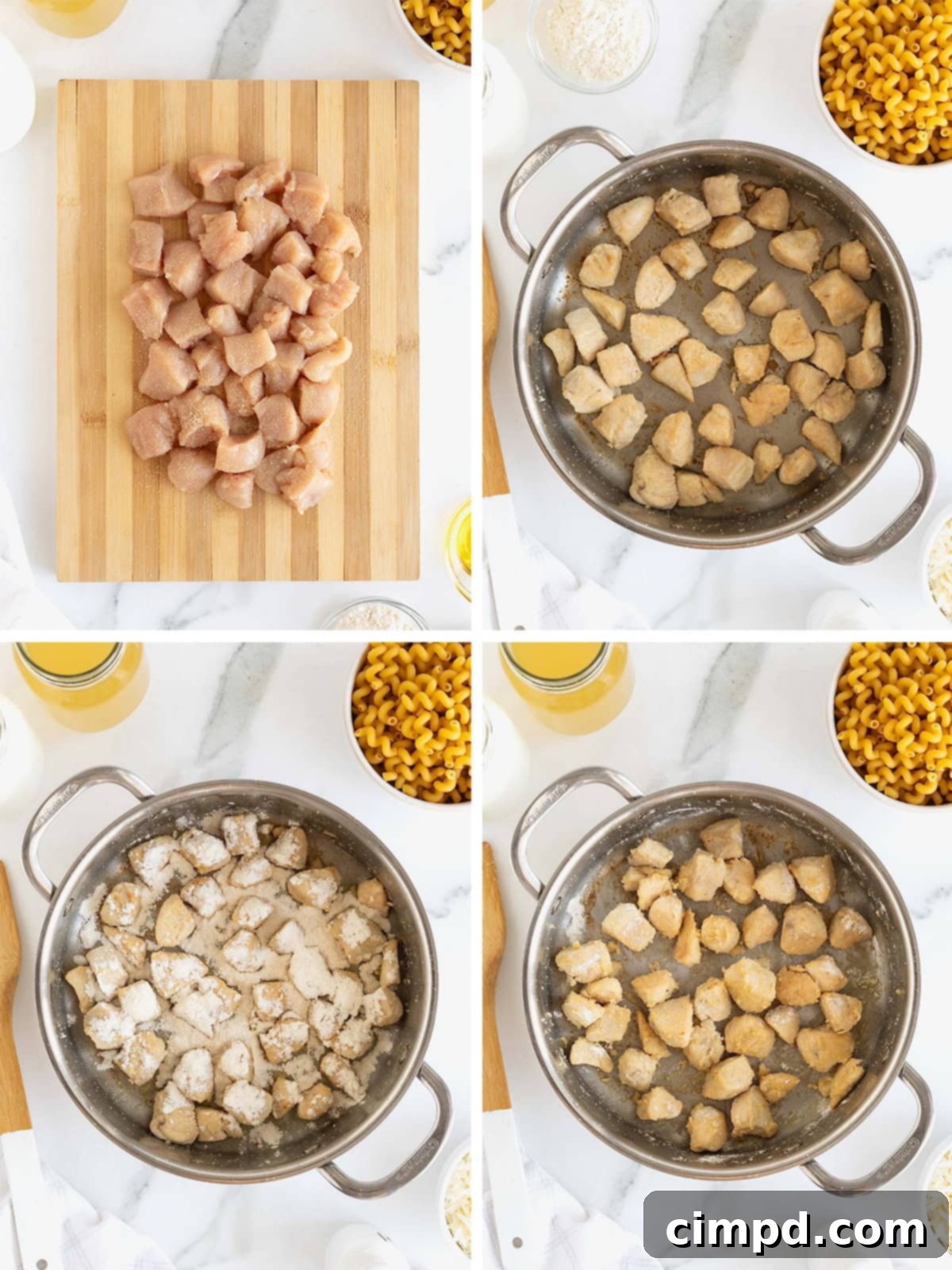 Steps to make one-pot pasta Alfred.