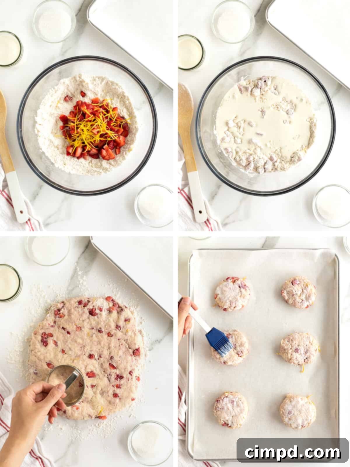 Scone Strawberry Shortcake 7 Steps to make strawberry scone shortcakes.