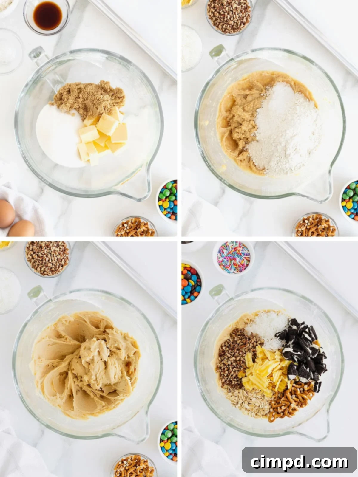 Steps to make Kitchen Sink Cookies.