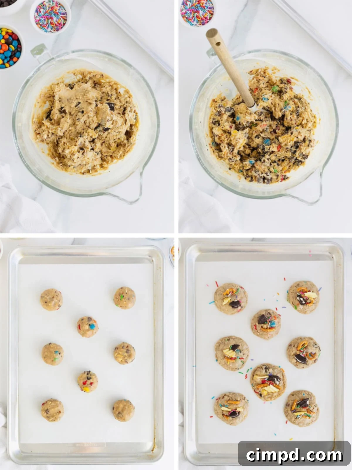 Steps to make kitchen sink cookies.