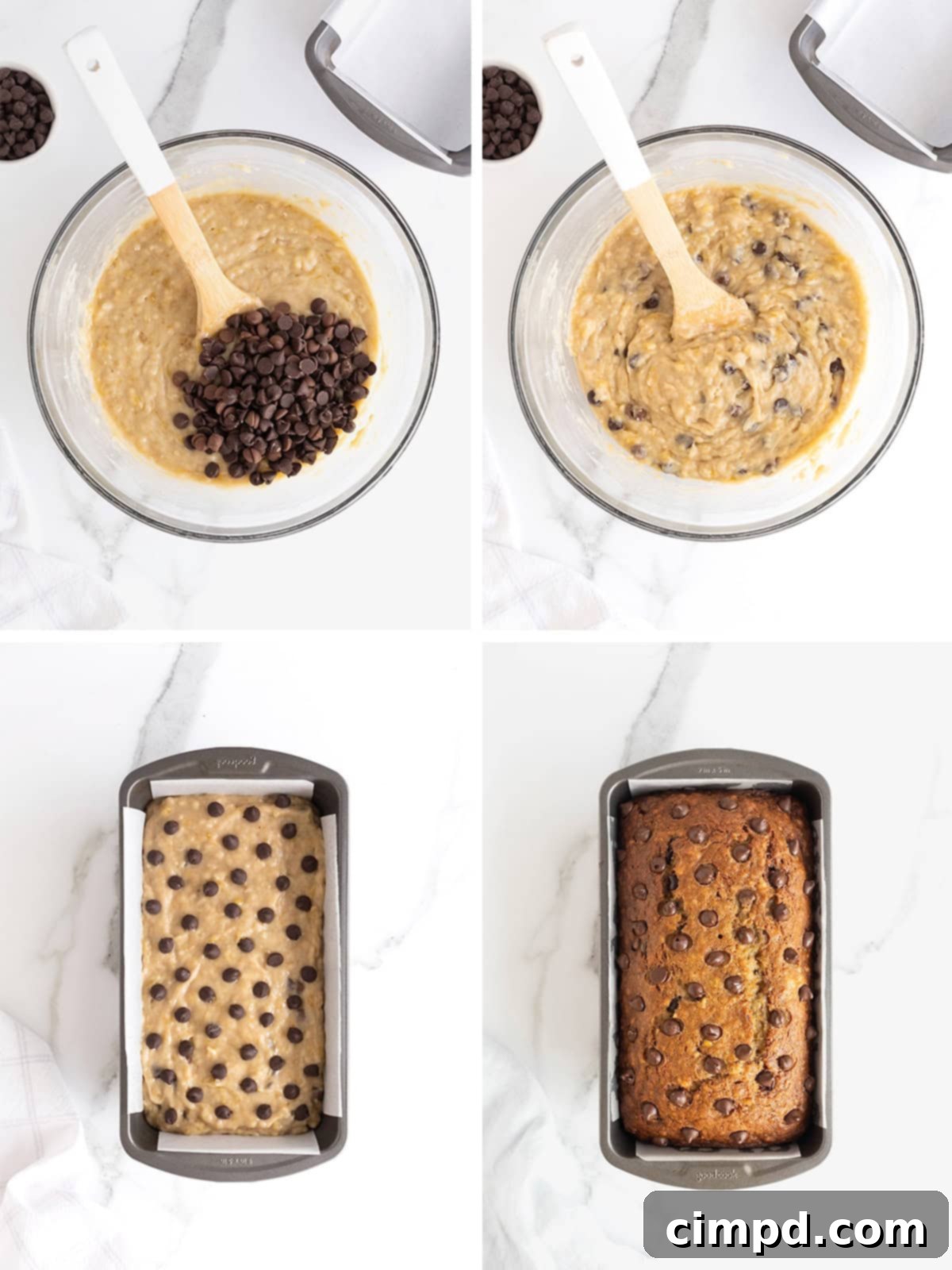 Steps to make Brown Butter Chocolate Chip Banana Bread.