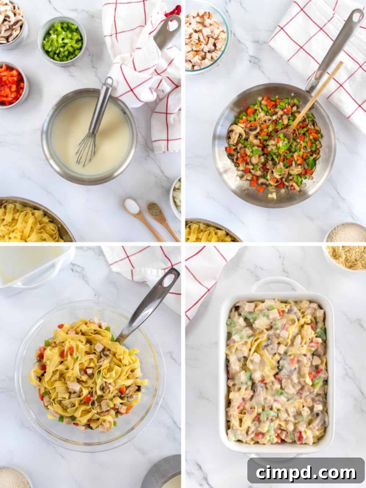 Creamy Chicken Noodle Bake 5 Chicken Noodle Casserole ready for the oven