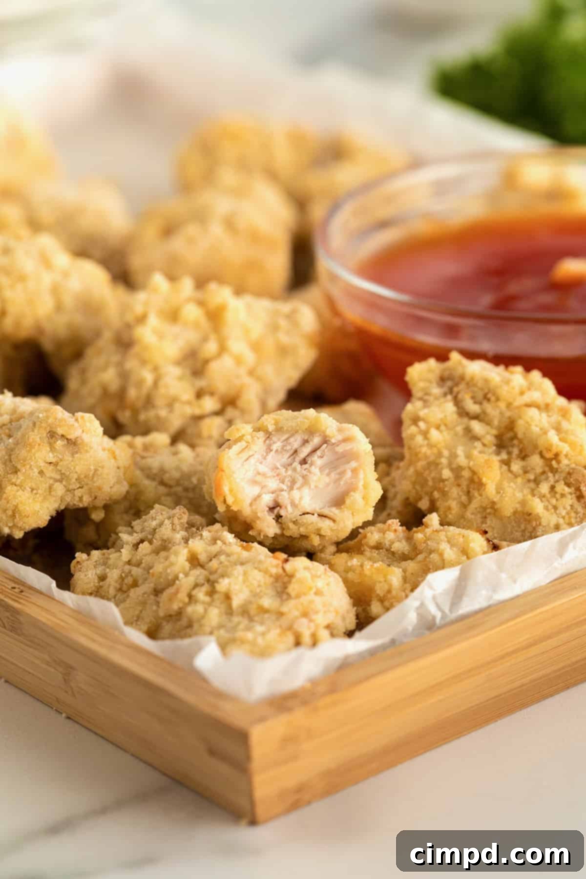 Plate of Golden Baked Chicken Nuggets