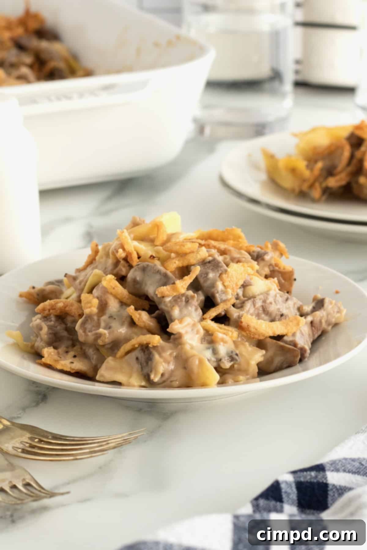 Hearty Beef Stroganoff Casserole, a delightful family meal