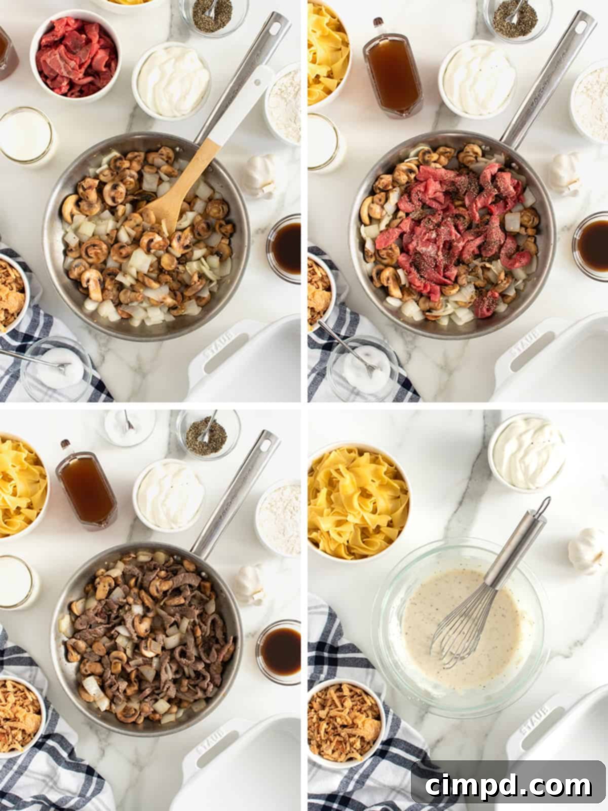 Step-by-step image of combining the beef and sauce mixture