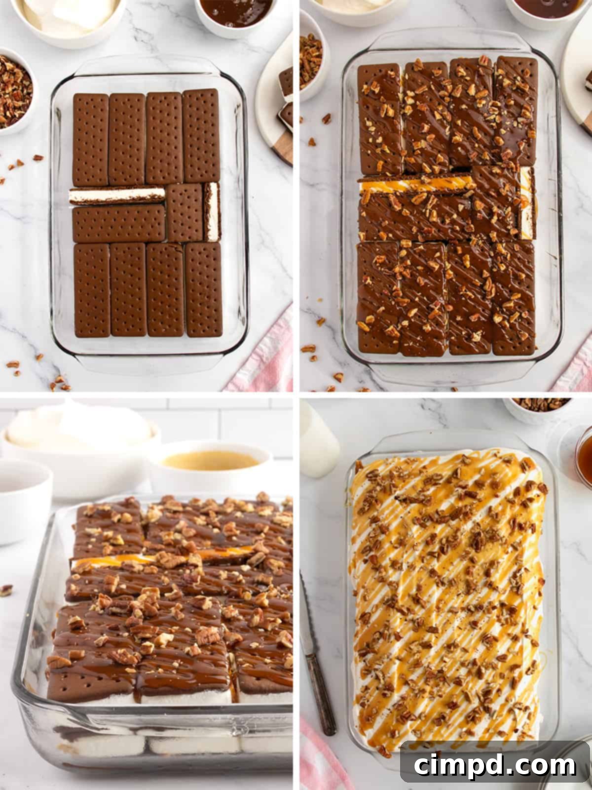 Caramel Pecan Ice Cream Sandwich Cake by The BakerMama