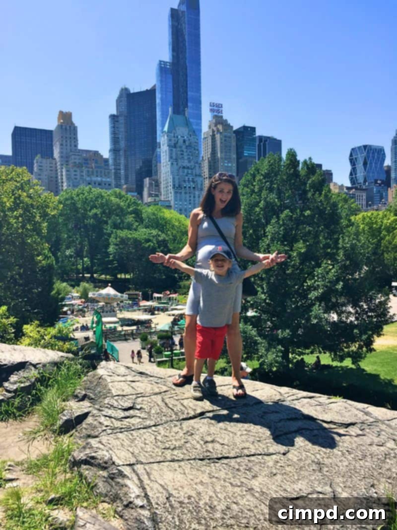 Mother and son enjoying a sweet treat in New York City